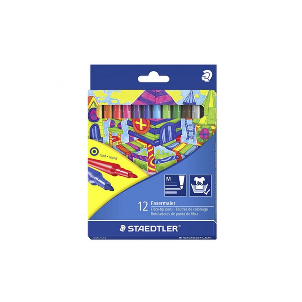 Feutres De Coloriage Staedtler Noris 325 - Lot De 12, Pointe 1 Mm - Encre Lavable, Sécurité Enfant - Couleurs Assorties